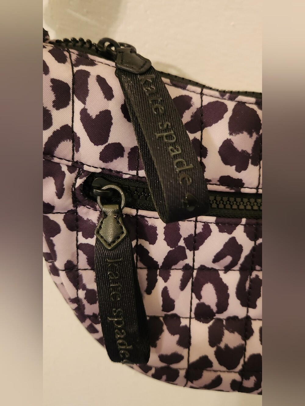 Kate Spade Purple And Black Leopard Quilted Shoulder Bag - Picture 3 of 5